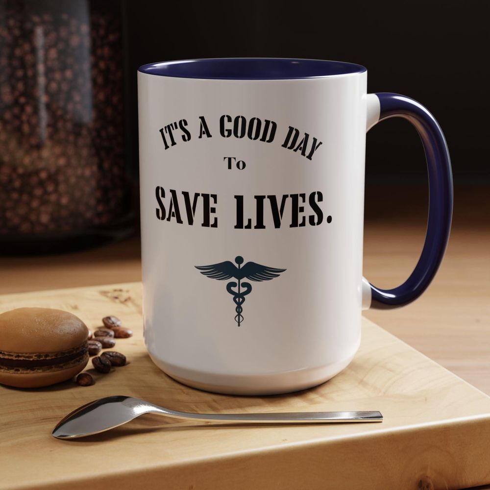Nurse Coffee Doctor Gift - Saving Lives - Christmas Present Mug Accent Mug black-accent 11oz