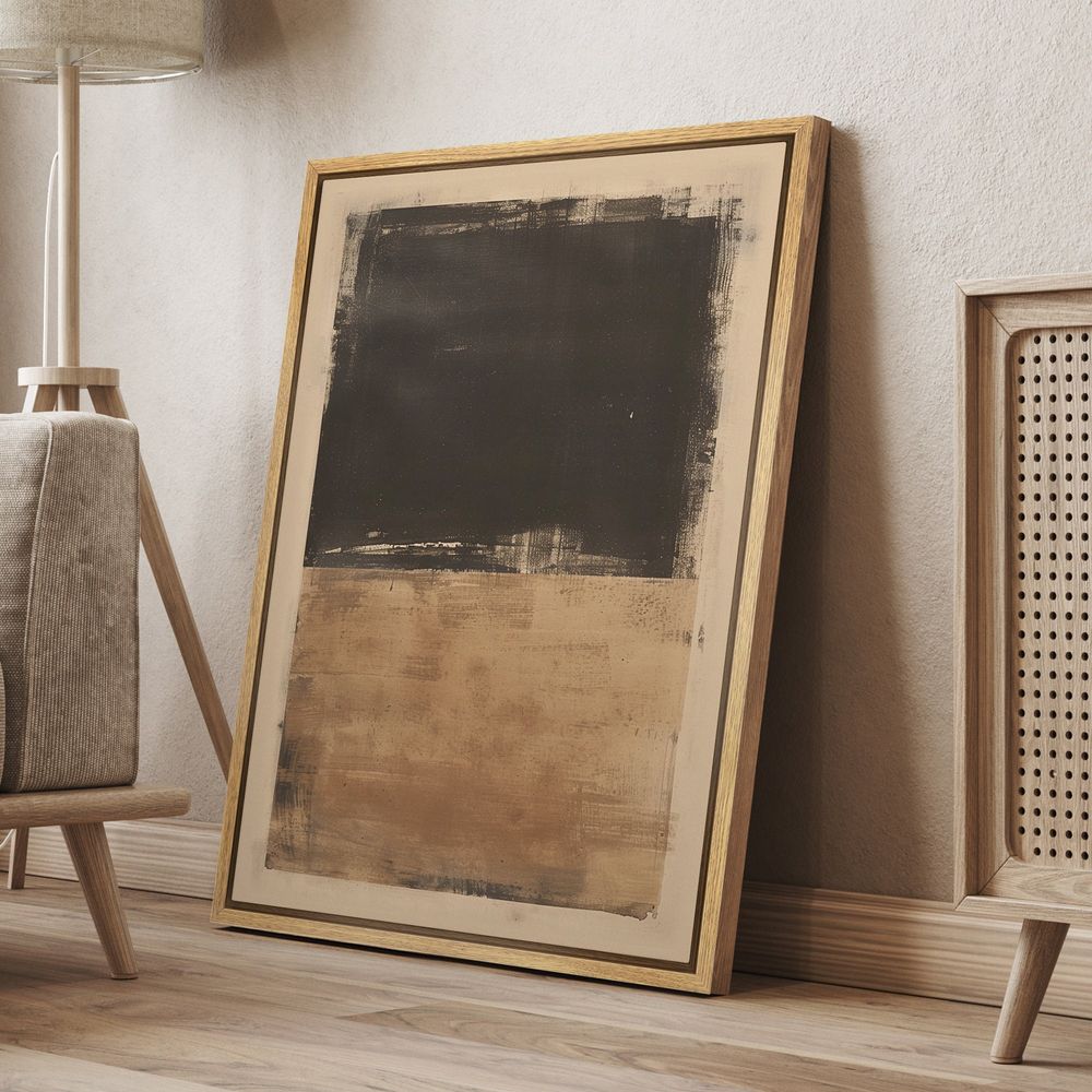 Abstract Beige Brown Neutral Modern Wall Art Print for Living Room - Canvas Ready To Hang Portrait Canvas