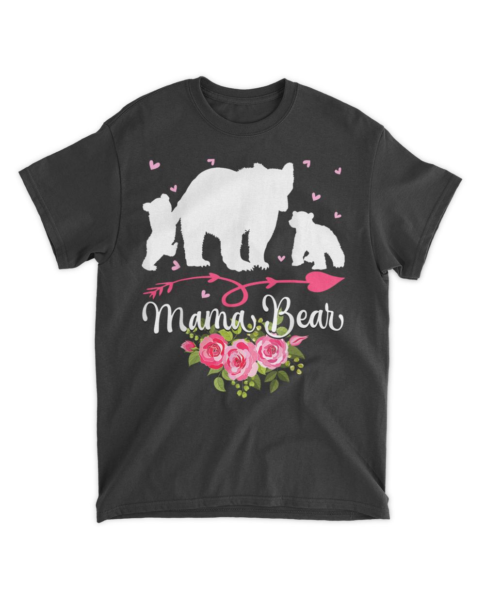 Mothers Day Mama Bear With 2 Cubs Cute Shirt Unisex Standard T-Shirt black s