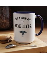 Nurse Coffee Doctor Gift - Saving Lives - Christmas Present Mug Accent Mug black-accent 11oz