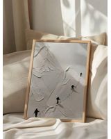 Textured Skiers on Snow Mountain Art Werner Bronkhorst Style Canvas Ready To Hang Portrait Canvas