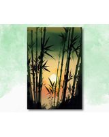 Japanese Sunset Bamboo Canvas Ready To Hang Portrait Canvas