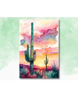 Sonoran Desert Sunset Watercolor Canvas Ready To Hang Portrait Canvas