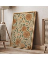 Vintage Floral Botanical Wall Art Pastel Earth Tones Rose Peony Print Canvas Ready To Hang Portrait Canvas