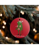 Funny Christmas Frog Ornament Circle Ceramic Ornament (US) white one-sided 1pcs