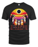 Solar Eclipse 04.08.24 Retro Vintage 2024 Solar Eclipse Cat Shirt Unisex Standard T-Shirt black s