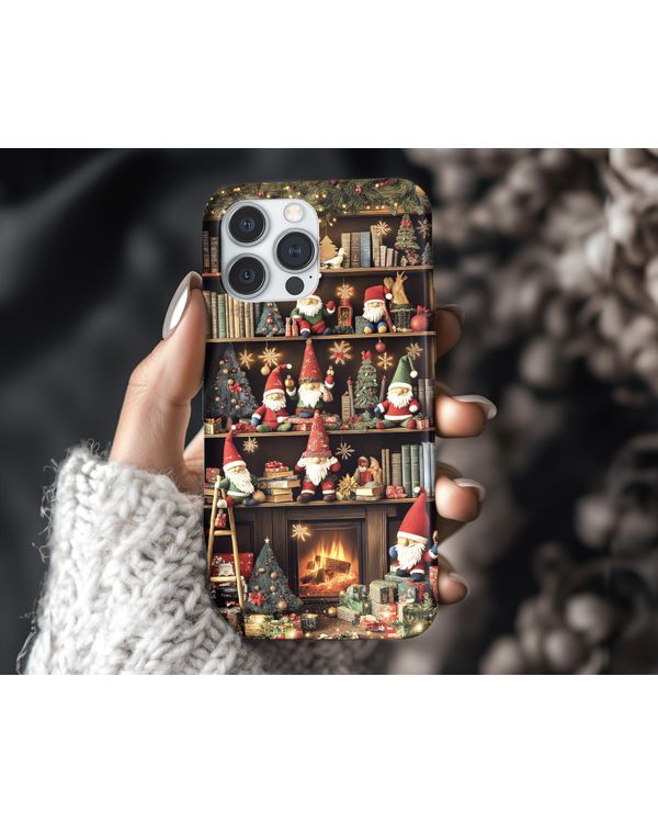 Christmas Gnome & Bookshelf Holiday Design - MagSafe Compatible Phonecase