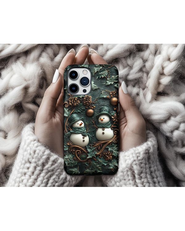 Vintage Stained Glass Snowman Christmas Cover Phonecase