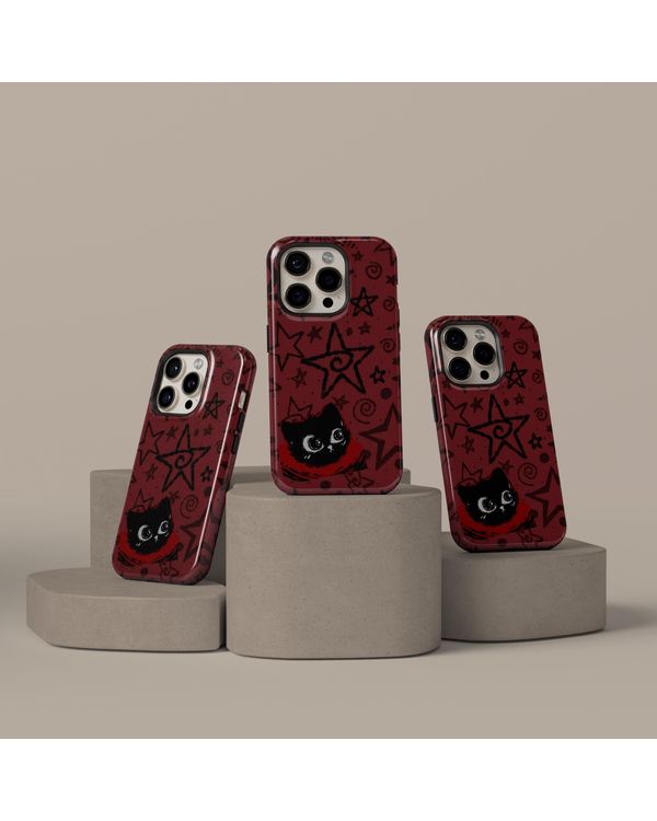 Stars Y2K Collage Black Cat Design Artistic Gift Phonecase